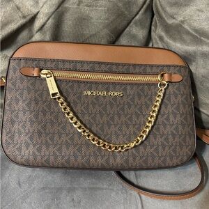 Michael Kors Gold Chain Brown Crossbody Bag